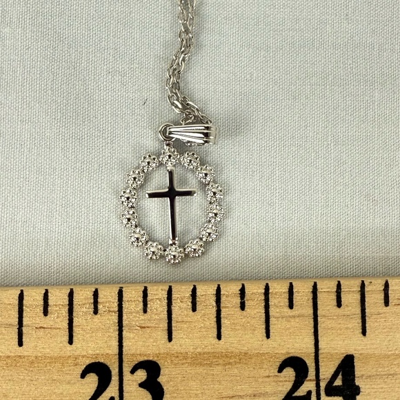 16" Silver Necklace with Silver Cross - Picture 2 of 4